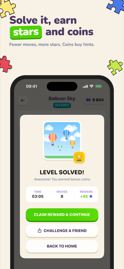 A solved puzzle card